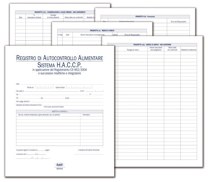 Registro Autocontrollo alimentare - metodo HACCP - Rintracciabilità e tracciabilità degli alimenti - 93 pagine prenumerate - 31x24,5 cm