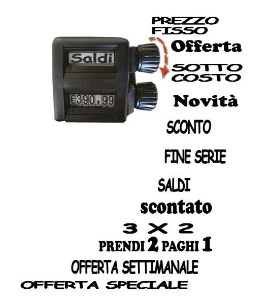 Prezzatrice numerica Z con messaggi commerciali - 2 linee