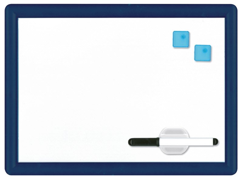 Lavagna magnetica bianca - cornice in plastica rigida - colorata - 29x39 cm