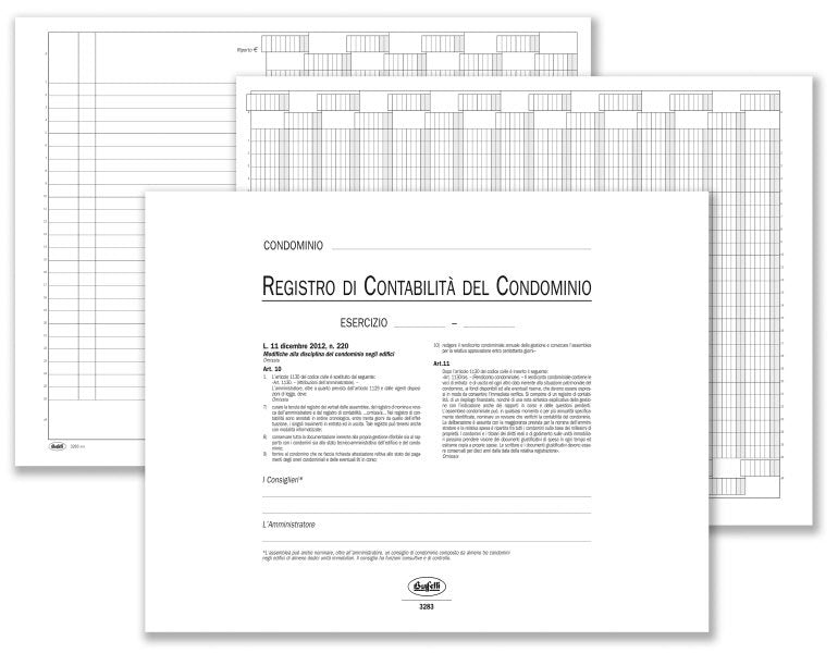 Registro di contabilità del condominio (colonne pre-intestate con voci più ricorrenti) - 37 pagine - 24x31,5 cm