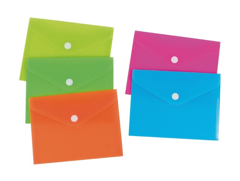 Buste con bottone  - polipropilene - 10,5x15 cm - colori assortiti