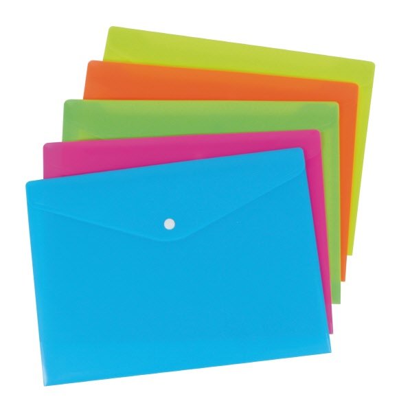 Buste con bottone  - polipropilene - 21x29,7 cm - colori assortiti