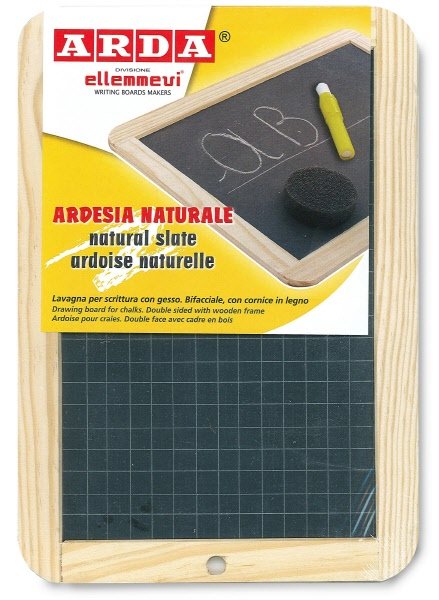 Lavagna in ardesia naturale  - bifacciale (neutra/quadri) - cornice in legno - 26x18 cm