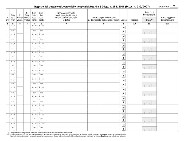 Registro somministrazione medicinali per trattamenti terapeutici/zootecnici (artt. 4 e 5), copertina ¿rosa¿ - 38 pagine prenumerate - 24x31,5 cm