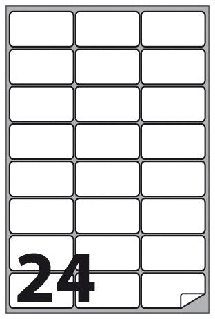Etichette multifunzione -  conf. 100 fogli - f.to 66x33,86 mm  - angoli arrotondati con margine - n. etichette per foglio 24