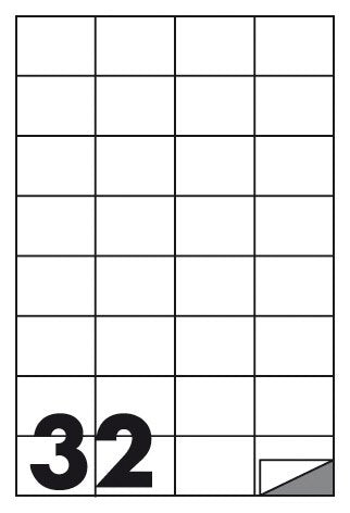 Etichette multifunzione -  conf. 100 fogli - f.to 52,5x37 mm  - angoli vivi senza margine - n. etichette per foglio 32