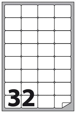 Etichette multifunzione -  conf. 100 fogli - f.to 47,5x35 mm- angoli arrotondati con margine - n. etichette per foglio 32