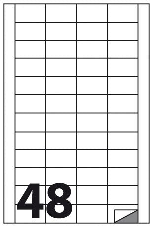 Etichette multifunzione -  conf. 100 fogli - f.to 48x25 mm - angoli vivi con margine - n. etichette per foglio  48