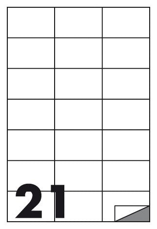 Etichette multifunzione -  conf. 100 fogli - f.to 70x42 mm - angoli vivi senza margine - n. etichette per foglio 21