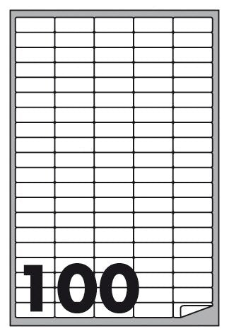Etichette multifunzione -  conf. 100 fogli  - f.to 37x14 mm  - angoli arrotondati con margine - n. etichette per foglio 100