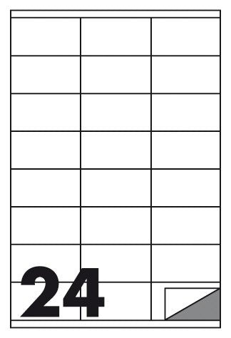 Etichette multifunzione -  conf. 100 fogli - f.to 70x36 mm  - angoli vivi con margine - n. etichette per foglio 24