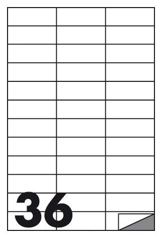 Etichette multifunzione -  conf. 100 fogli - f.to 70x25 mm  - angoli vivi senza margine - n. etichette per foglio 36