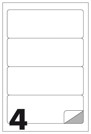 Etichette multifunzione -  conf. 100 fogli - f.to 190x61 mm - angoli arrotondati con margine - n. etichette per foglio 4