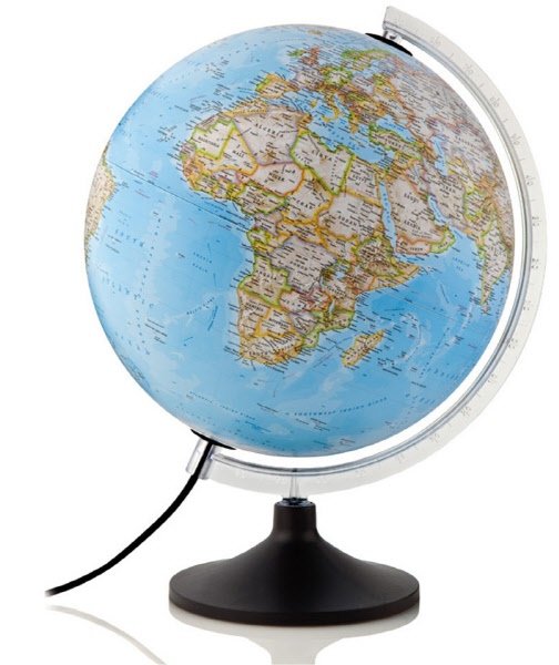 Mappamondo luminoso - Globo Carbon Classic - diametro 30 cm - cartografia fisica e politica - scritte in italiano