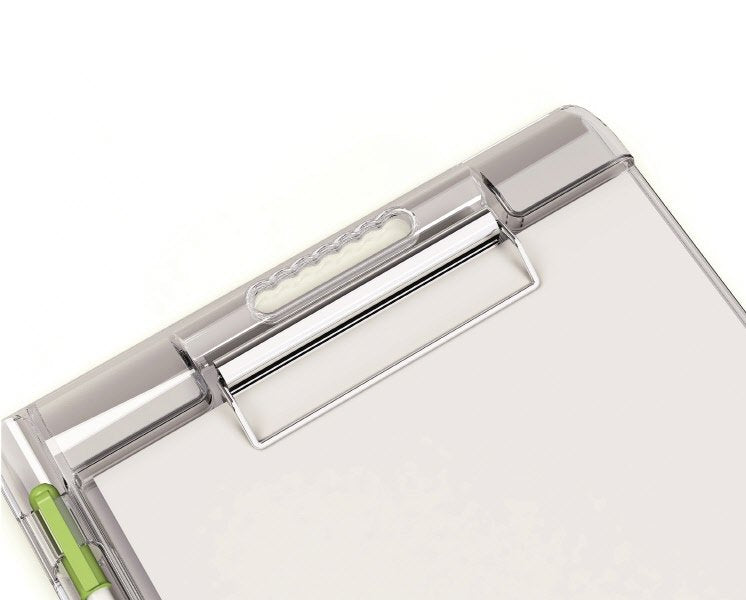 Tavoletta portablocco con molla  - plastica rigida trasparente  - alloggio portapenne - 29,7x21 cm