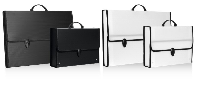 Valigetta portadisegni Black White - polionda - 37,5x58,5 cm - dorso 5,5 cm -  bordi in tessuto - colori assortiti