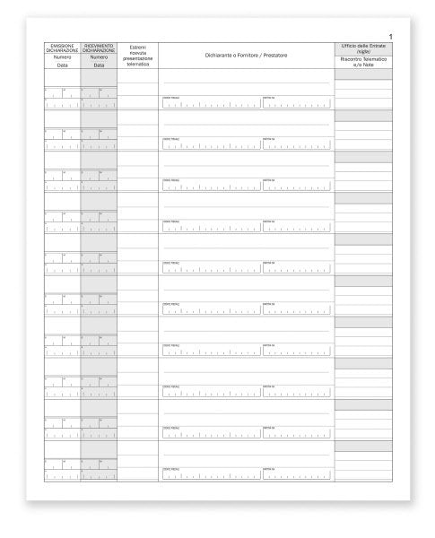 Registro Protocollo delle dichiarazioni di intento esportatori - 97 pagine prenumerate - 31x24,5 cm