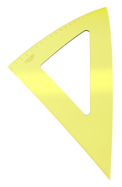 Squadra 45° in materiale plastico - 25 cm - colore giallo fluo