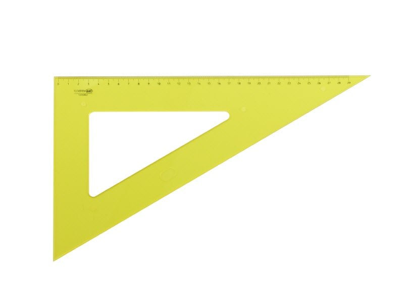 Squadra 45° in materiale plastico - 30 cm - colore giallo fluo