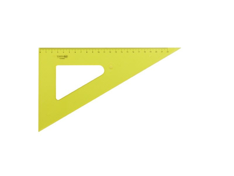 Squadra 60° in materiale plastico - 25 cm - colore giallo fluo