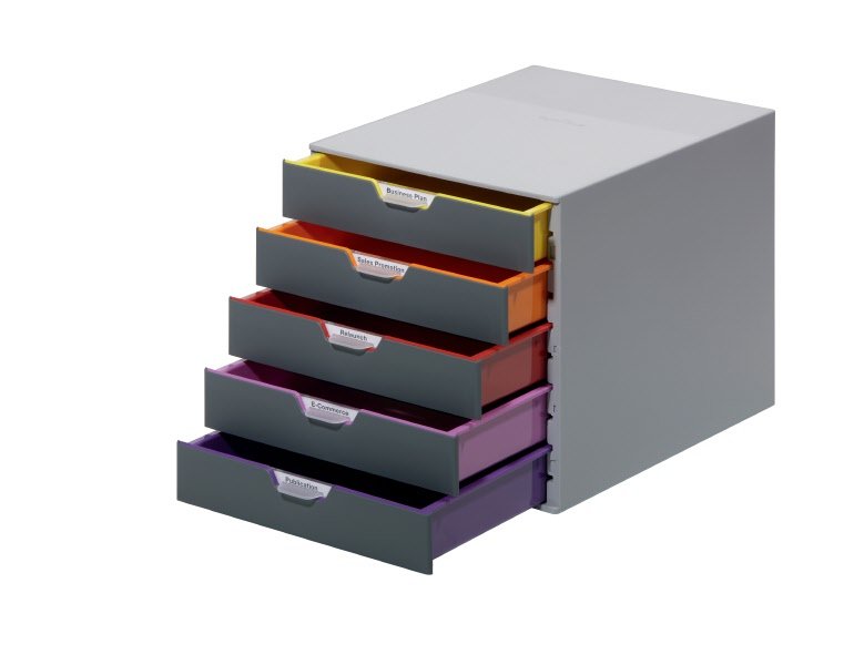 Cassettiere da scrivania Varicolor® Durable - grigio e multicolore - 5 cassetti - 5 cm - 7605-27