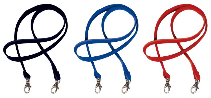Cordoncino in raso con due moschettoni in metallo - blu