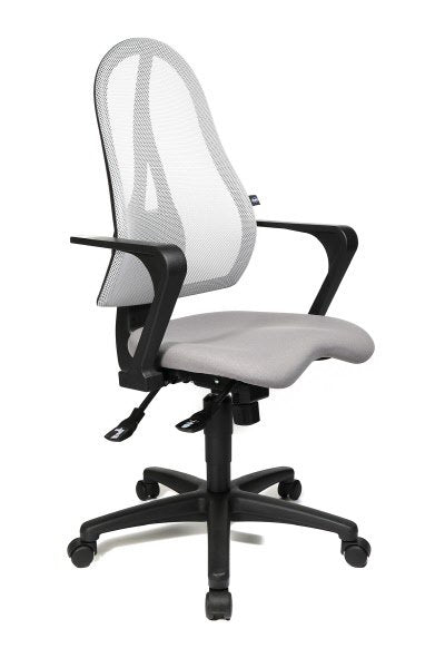 Sedia operativa Air Synchro 2.0 - braccioli inclusi - sedile tessuto grigio chiaro - schienale rete grigio chiaro