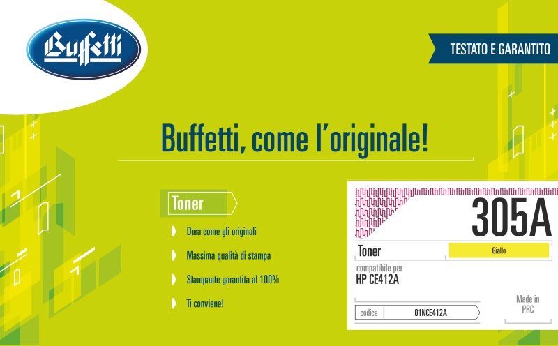 Toner HP - Compatibile 305A CE412A - Giallo - 2.600 pag