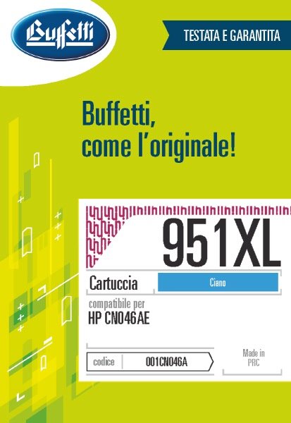 Cartuccia ink jet HP - Compatibile 951XL CN046AE - Ciano - 1.500 pag