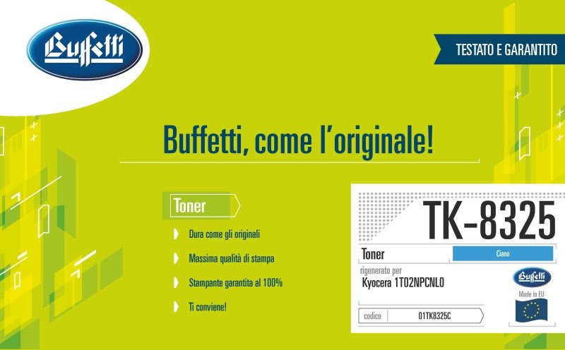 Kyocera Toner - Compatibile Rigenerato TK-8325 1T02NPCNL0 - Ciano - 12.000 pag
