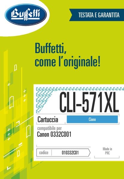 Canon Cartuccia ink jet - Compatibile CLI-571XL 0332C001 - Ciano - 680 pag