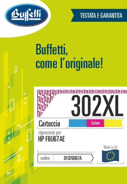 Cartuccia ink jet HP - Compatibile Rigenerato 302XL F6U67AE - 3 colori (Ciano, Magenta, Giallo) - 330 pag