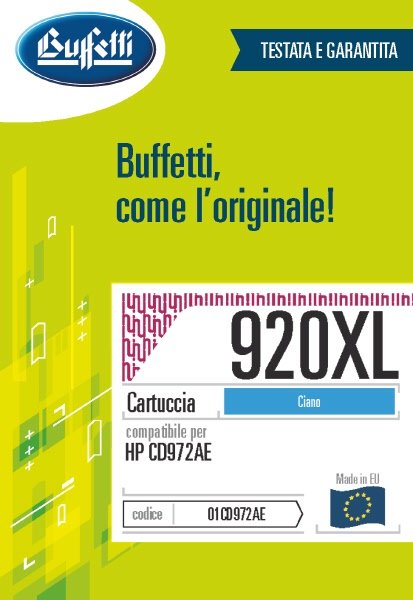 Cartuccia ink jet HP - Compatibile 920XL CD972AE - Ciano - 1.100 pag