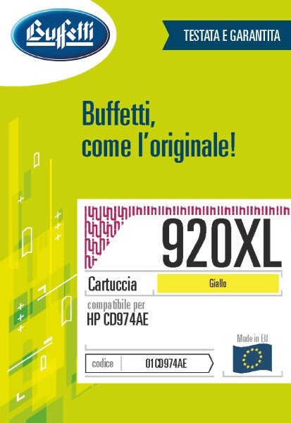 Cartuccia ink jet HP - Compatibile 920XL CD974AE - Giallo - 1.100 pag