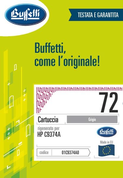 Cartuccia ink jet HP - Compatibile Rigenerato 72 C9374A - Grigio - 4.400 pag
