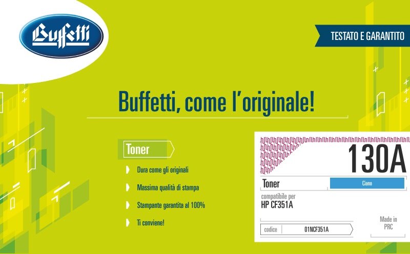 Toner HP - Compatibile 130A CF351A - Ciano - 1.000 pag