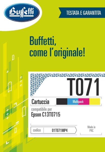 Epson Cartuccia ink jet - Compatibile T071 C13T071540 - Multipack 4 colori - 230 + 345 x 3