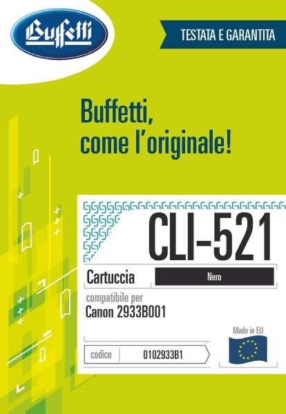 Canon Cartuccia ink jet - Compatibile CLI-521 2933B001 - Nero - 535 pag