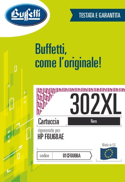 Cartuccia ink jet HP - Compatibile Rigenerato 302XL F6U68AE - Nero - 480 pag