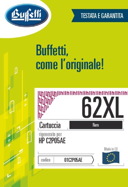 Cartuccia ink jet HP - Compatibile Rigenerato 62XL C2P05AE - Nero - 600 pag