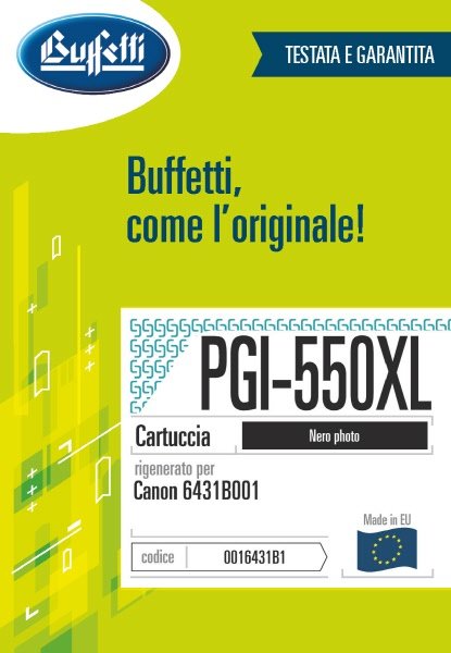 Canon Cartuccia ink jet - Compatibile Rigenerato PGI-550XL 6431B001 - Nero Photo - 500 pag