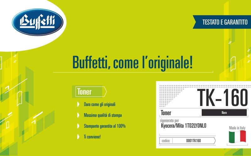 Kyocera/Mita Toner - Compatibile Rigenerato TK-160 1T02LY0NL0 - Nero - 2.500 pag