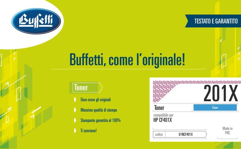 Toner HP - Compatibile 201X CF401X - Ciano - 2.300 pag