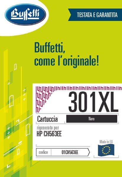 Cartuccia ink jet HP - Compatibile Rigenerato 301XL CH563EE - Nero - 480 pag