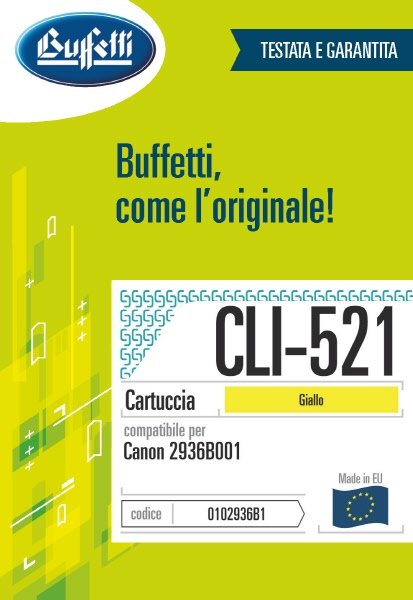 Canon Cartuccia ink jet - Compatibile CLI-521 2936B001 - Giallo - 535 pag
