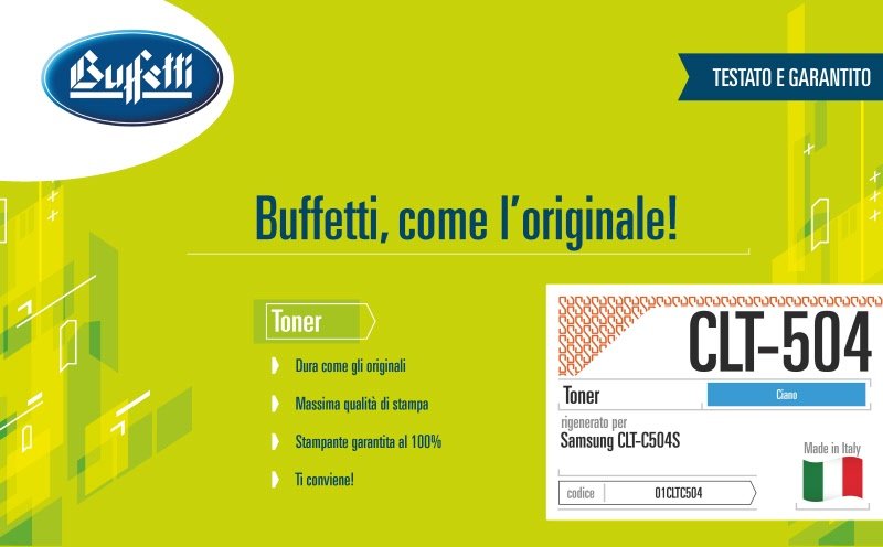 Samsung Toner - Compatibile Rigenerato CLTC504S CLT-C504S - Ciano - 1.800 pag
