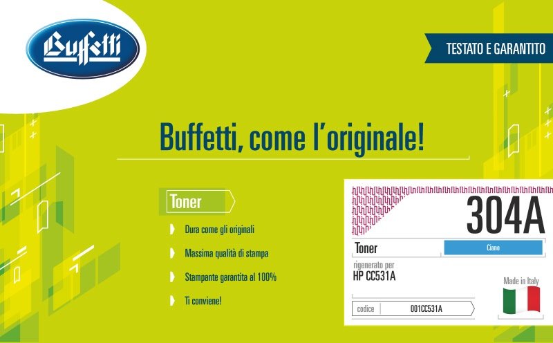 Toner HP - Compatibile Rigenerato 304A CC531A - Ciano - 2.800 pag