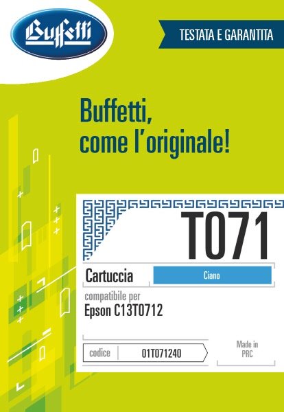 Epson Cartuccia ink jet - Compatibile T071 C13T071240 - Ciano - 345 pag