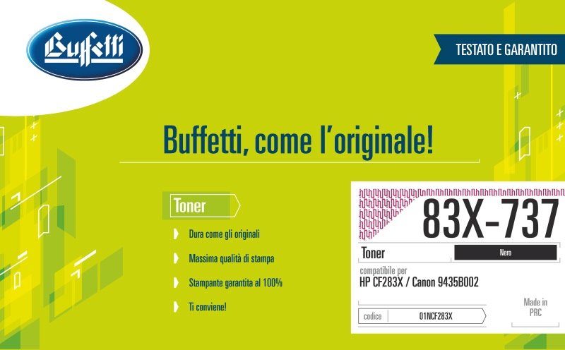 Toner HP / Canon- Compatibile 83X/CRG737 CF283X / 737 - Nero - 2.500 pag