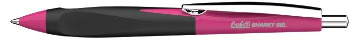 Penna a sfera Sharky gel - blu - fusto fucsia e grip nera - tratto fine